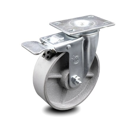Service Caster 5 Inch Semi Steel Wheel Swivel Top Plate Caster with Total Lock Brake SCC SCC-TTL20S514-SSS
